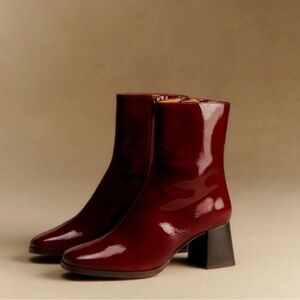 Sezane Burgundy Ankle Boots
